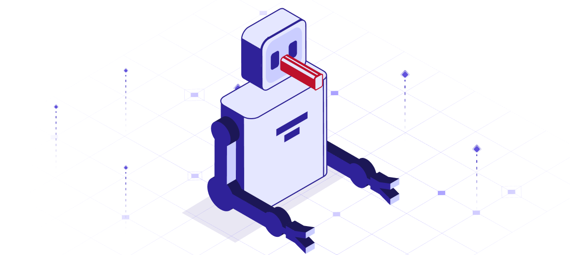 Isometric robot illustrating LLM hallucination risk